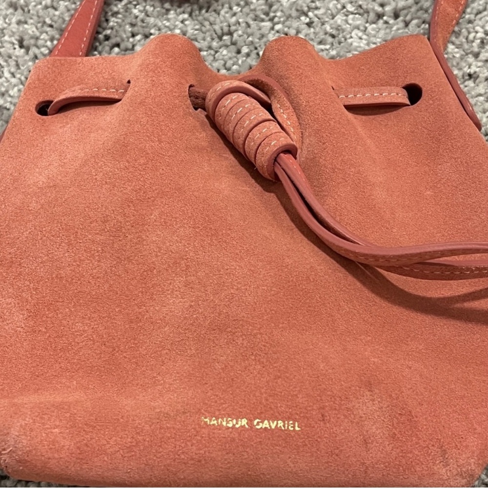 Mansur Gavriel | Pink/Coral color| Suede Mini Bucket bag